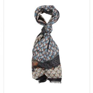 ETRO Cashmere Silk Scarf with Blue and Black